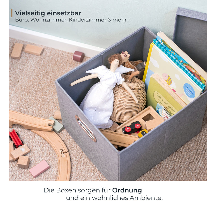 Aufbewahrungsbox für Hängeregister passend für Kallax im DIN A4 Format in Grau