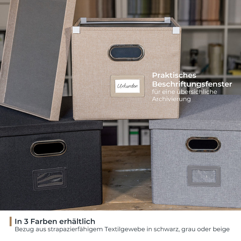 Aufbewahrungsbox für Hängeregister passend für Kallax im DIN A4 Format in Grau