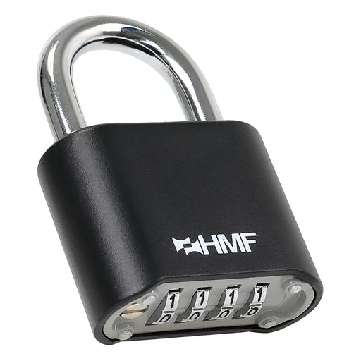 HMF Zahlenschloss Vorhängeschloss mit 4-stelligem Zahlencode in Schwarz
