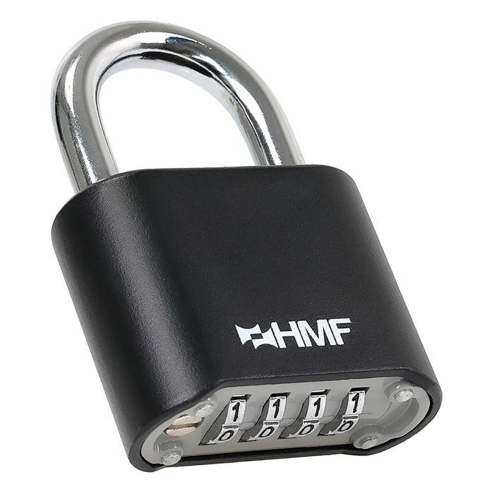HMF Zahlenschloss Vorhängeschloss mit 4-stelligem Zahlencode in Schwarz