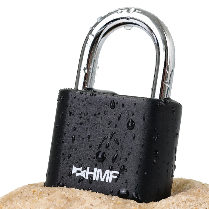 HMF Zahlenschloss Vorhängeschloss mit 4-stelligem Zahlencode in Schwarz