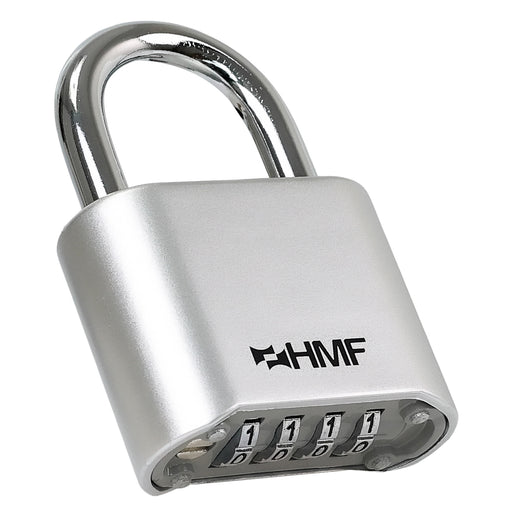HMF Zahlenschloss Vorhängeschloss mit 4-stelligem Zahlencode in Silber