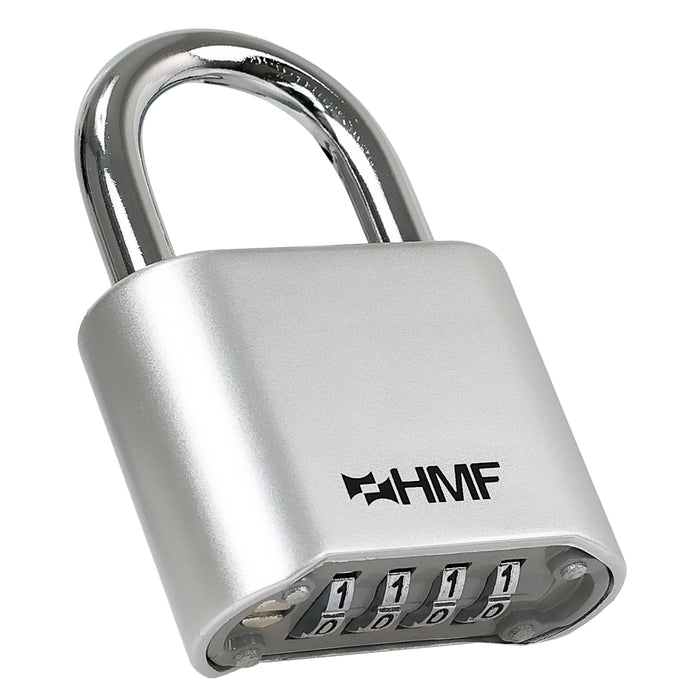HMF Zahlenschloss Vorhängeschloss mit 4-stelligem Zahlencode in Silber