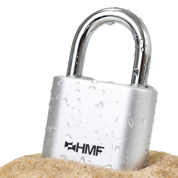 HMF Zahlenschloss Vorhängeschloss mit 4-stelligem Zahlencode in Silber