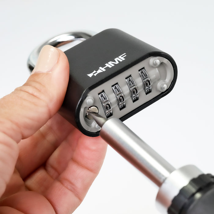 HMF Zahlenschloss Vorhängeschloss mit 4-stelligem Zahlencode in Silber