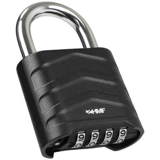 HMF 3508-02, Zahlenschloss Vorhängeschloss, robustes Schloss mit 4-stelligem Zahlencode aus Aluminiumlegierung