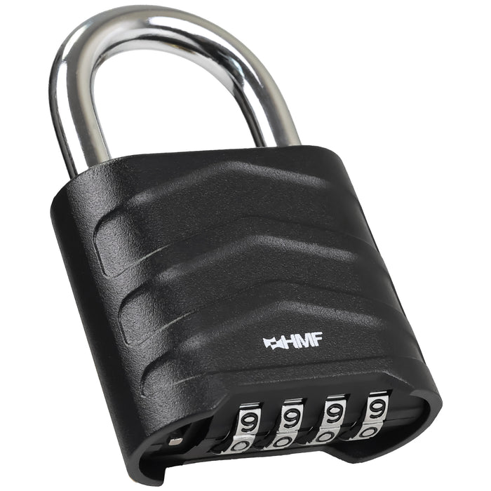 HMF 3508-02, Zahlenschloss Vorhängeschloss, robustes Schloss mit 4-stelligem Zahlencode aus Aluminiumlegierung