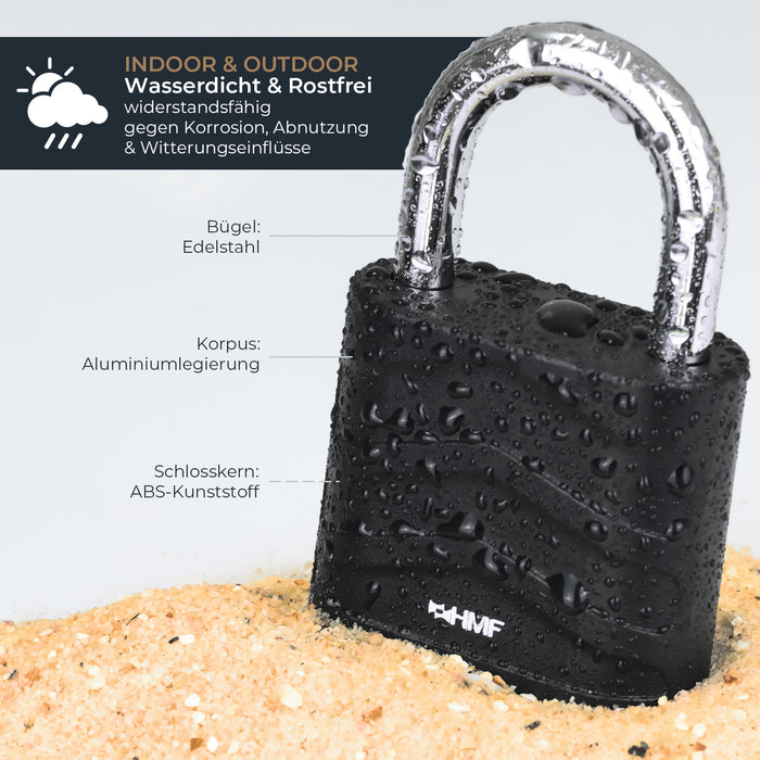 HMF 3508-02, Zahlenschloss Vorhängeschloss, robustes Schloss mit 4-stelligem Zahlencode aus Aluminiumlegierung