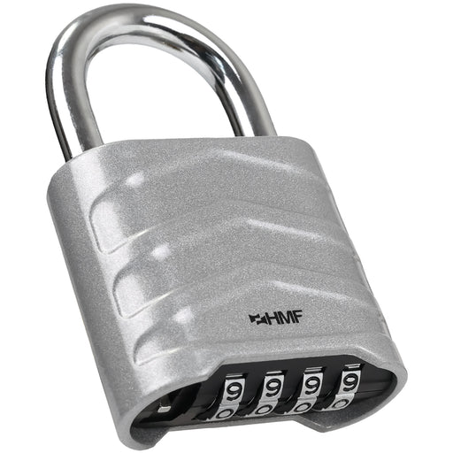 HMF 3508-09, Zahlenschloss Vorhängeschloss, robustes Schloss mit 4-stelligem Zahlencode aus Aluminiumlegierung