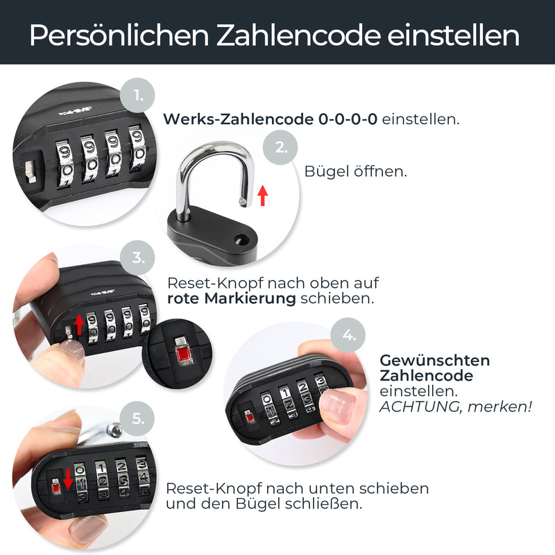 HMF 3508-09, Zahlenschloss Vorhängeschloss, robustes Schloss mit 4-stelligem Zahlencode aus Aluminiumlegierung