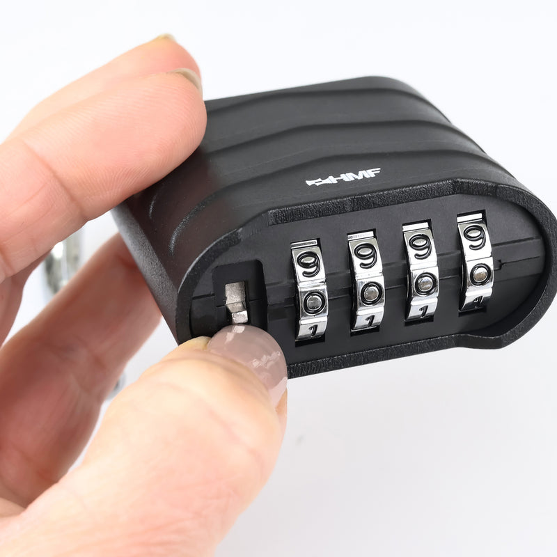HMF 3508-09, Zahlenschloss Vorhängeschloss, robustes Schloss mit 4-stelligem Zahlencode aus Aluminiumlegierung