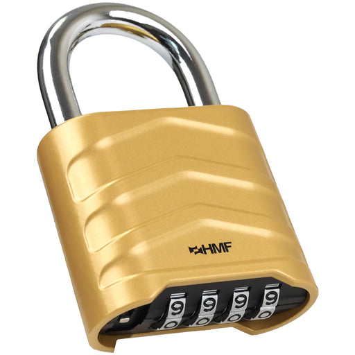 HMF 3508-23, Zahlenschloss Vorhängeschloss, robustes Schloss mit 4-stelligem Zahlencode aus Aluminiumlegierung