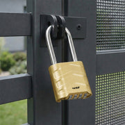 HMF 3509-23, Zahlenschloss Vorhängeschloss mit hohem Bügel, Schloss mit 4-stelligem Zahlencode aus Aluminiumlegierung