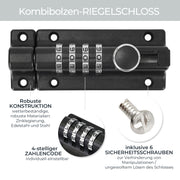 Riegelschloss mit 4-stelligem Zahlencode 12,2 x 4 x 4,8 cm in Schwarz