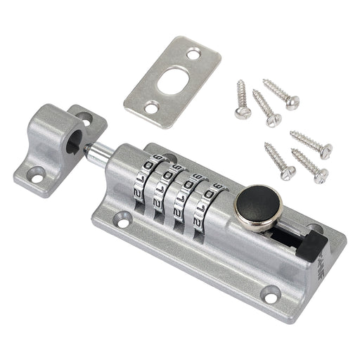 Riegelschloss mit 4-stelligem Zahlencode 12,2 x 4 x 4,8 cm in Silber