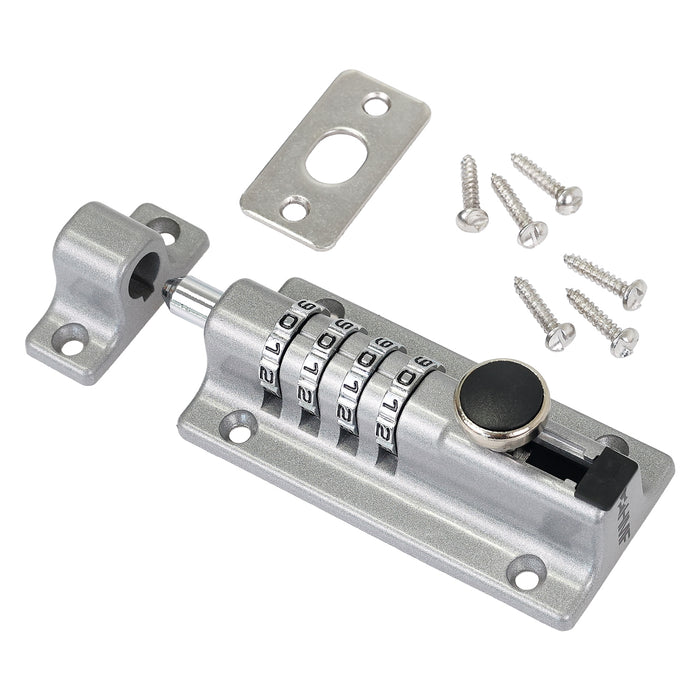 Riegelschloss mit 4-stelligem Zahlencode 12,2 x 4 x 4,8 cm in Silber