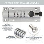 Riegelschloss mit 4-stelligem Zahlencode 12,2 x 4 x 4,8 cm in Silber