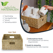 Flechtkorb aus Seegras von HMF, passend für Kallax halbe Höhe, 4er Set