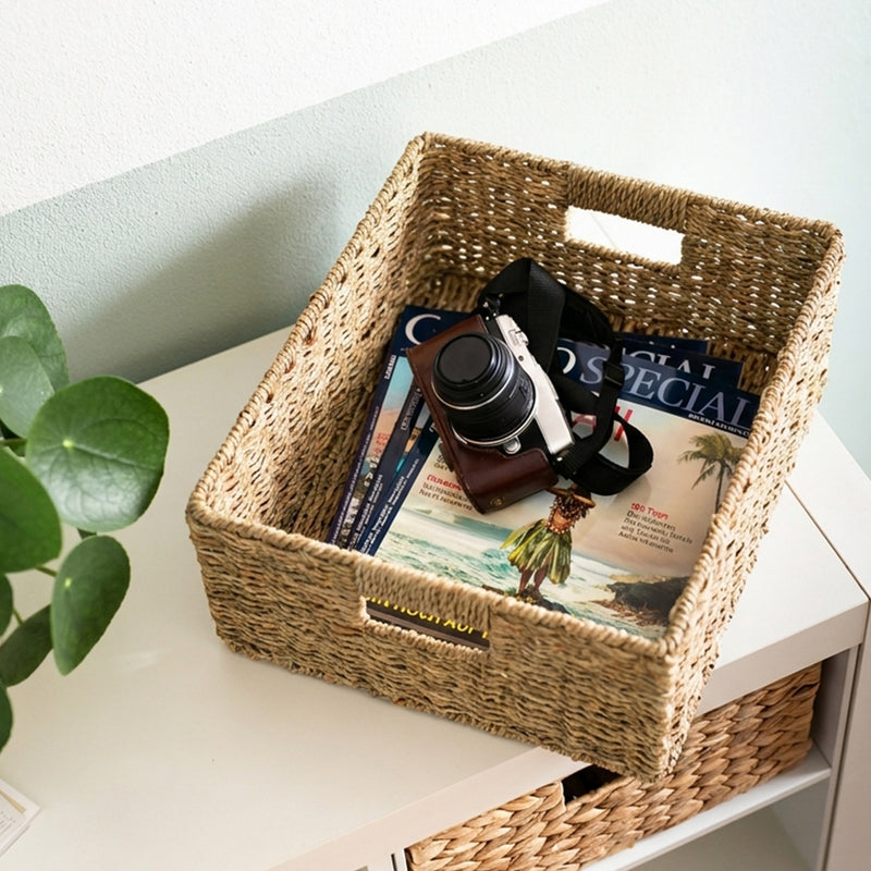 Flechtkorb aus Seegras von HMF, passend für Kallax halbe Höhe, 4er Set