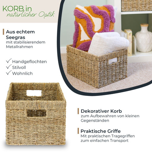 Aufbewahrungskorb aus Seegras für Billy Regale, HMF, 35 x 25 x 20 cm