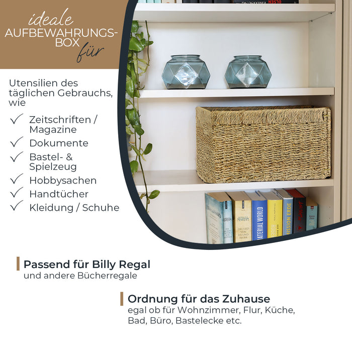 aufbewahrung körbe für billy regal Aufbewahrungskorb geflochten aus Seegras, passend für Billy, HMF 37049