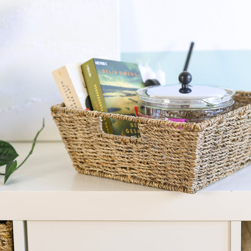 HMF Geschenkkorb leer, geflochten aus Seegras 30 x 30 x 12 cm, HMF 37069-30CM