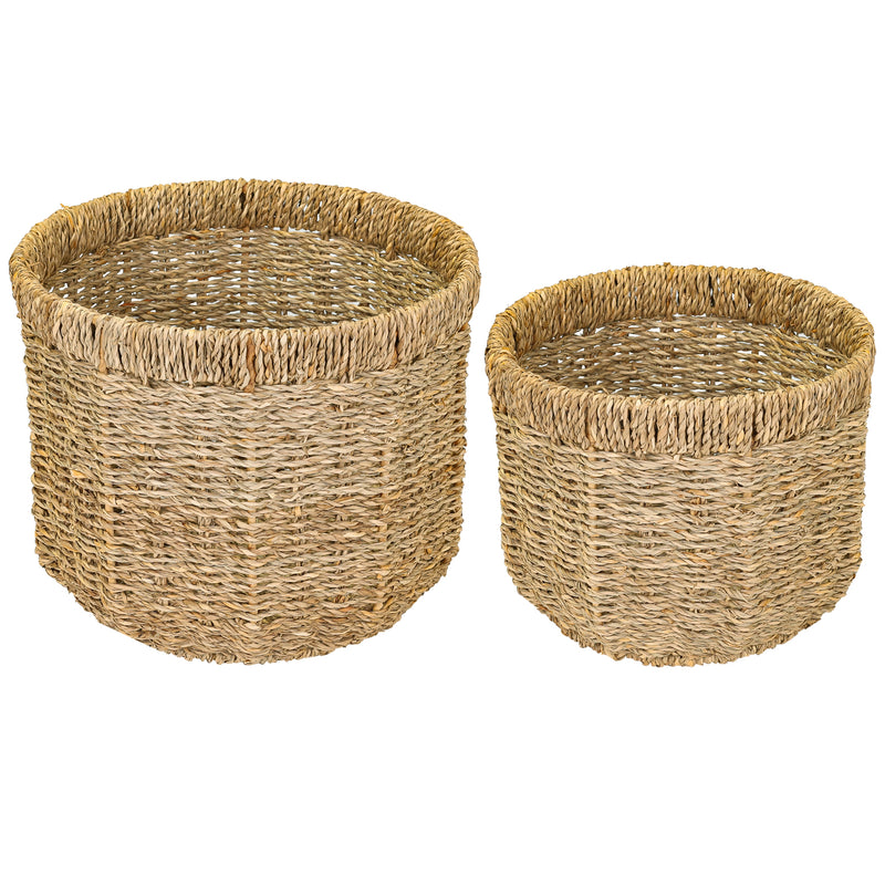Aufbewahrungskorb geflochten aus Seegras im 2er Set Durchmesser 25 + 30 cm