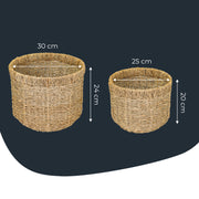 Aufbewahrungskorb geflochten aus Seegras im 2er Set Durchmesser 25 + 30 cm