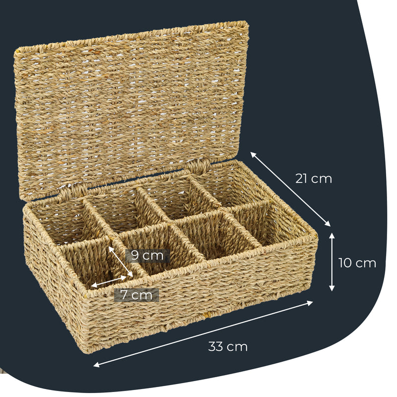 Eckige Teebox von HMF, geflochten aus Seegras