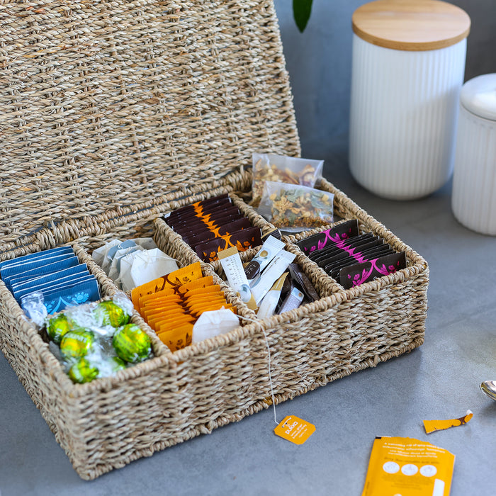 Eckige Teebox von HMF, geflochten aus Seegras