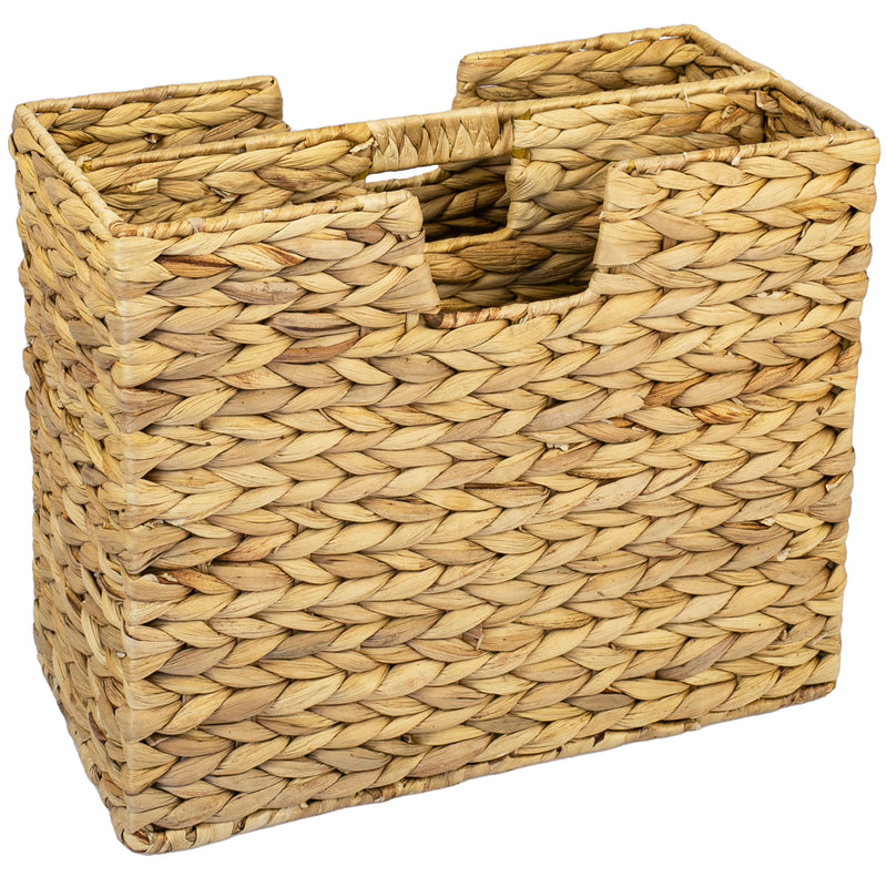 Zeitungsständer, Zeitungskorb geflochten aus Wasserhyazinthe, 2 Fächer, 40 x 20 x 33 cm —