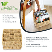 Zeitungsständer geflochten aus Wasserhyazinthe mit 3 Fächern von HMF