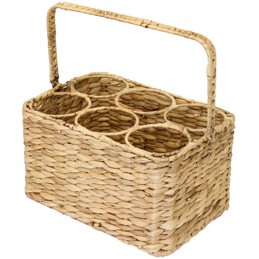 Flaschenträger für 6 Flaschen geflochten aus Wasserhyazinthe 33 x 22 x 18 cm