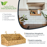Hängekorb geflochten aus nachhaltiger Wasserhyazinthe Aufbewahrungskorb zum Aufhängen 40 x 15 x 15 cm