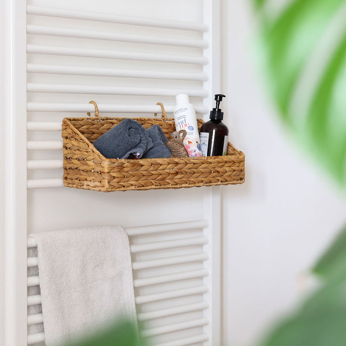 Hängekorb geflochten aus nachhaltiger Wasserhyazinthe Aufbewahrungskorb zum Aufhängen 40 x 15 x 15 cm