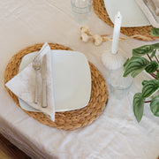 Ovales Tischset geflochten aus Wasserhyazinthe als 4er Set von HMF 40 x 30 cm