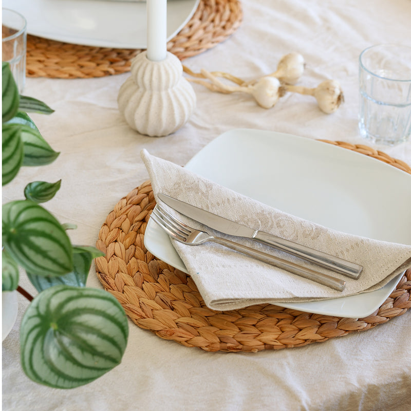 Ovales Tischset geflochten aus Wasserhyazinthe als 4er Set von HMF 40 x 30 cm