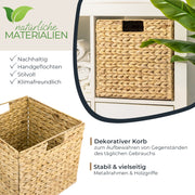 Aufbewahrungskorb geflochten aus Wasserhyazinthe Seegras 4er Set passend für Kallax HMF 37240-S4 32 x 34.5 x 32 cm