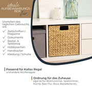 Aufbewahrungskorb geflochten aus Wasserhyazinthe Seegras 2er Set passend für Kallax HMF 37240-S2 32 x 34.5 x 32 cm für den täglichen Gebrauch