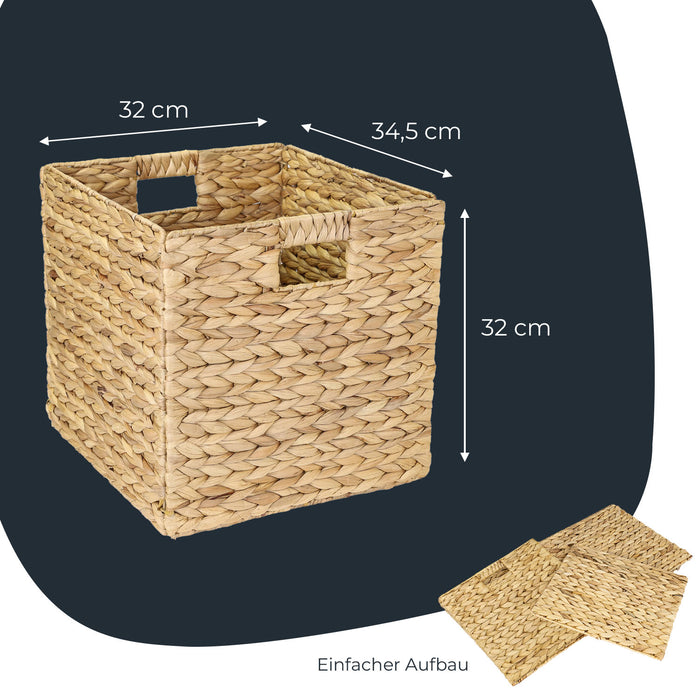 Aufbewahrungskorb Korb geflochten aus Wasserhyazinthe Seegras passend für Kallax HMF 37240 32 x 34.5 x 32 cm