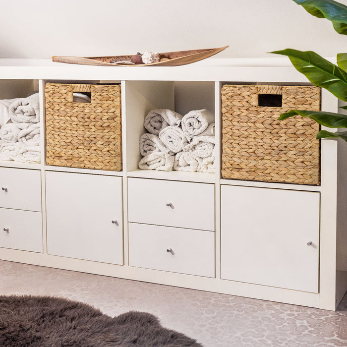 Aufbewahrungskorb Korb geflochten aus Wasserhyazinthe Seegras passend für Kallax HMF 37240 32 x 34.5 x 32 cm