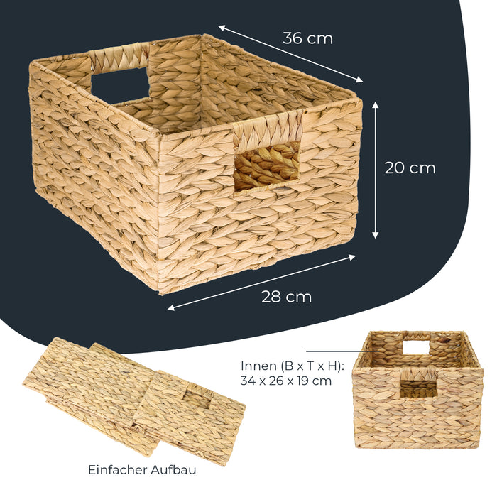 Aufbewahrungskorb, Korb geflochten aus Wasserhyazinthe Seegras, HMF 372410