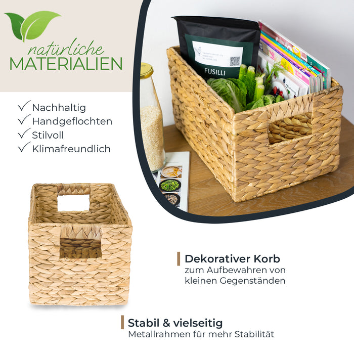 Aufbewahrungskorb, Korb geflochten aus Wasserhyazinthe Seegras, HMF 372410