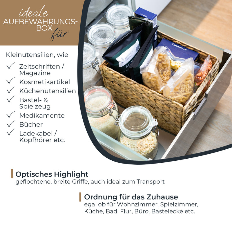 Aufbewahrungskorb, Korb geflochten aus Wasserhyazinthe Seegras, HMF 372410