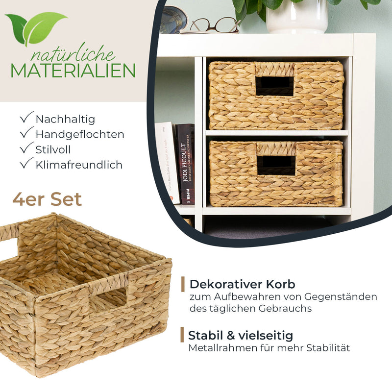 Aufbewahrungskorb geflochten aus Wasserhyazinthe, passend für Kallax, HMF 372430, 30 x 34 x 15 cm