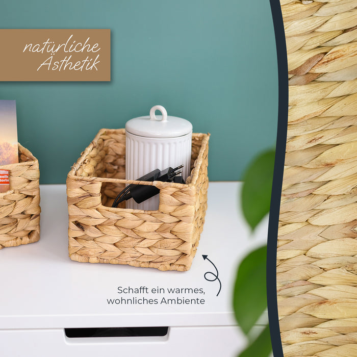 Aufbewahrungskorb faltbarer Korb geflochten aus Wasserhyazinthe Seegras 2er Set HMF 372410-S2-S Größe S
