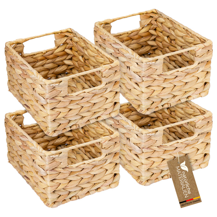 Aufbewahrungskorb Korb geflochten aus Wasserhyazinthe Seegras 4er Set Größe S HMF 37244-S4 22 x 17 x 12 cm
