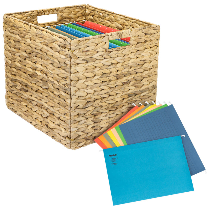 Aufbewahrungskorb für Hängeregister Korb geflochten aus Wasserhyazinthe passend für Kallax Regal