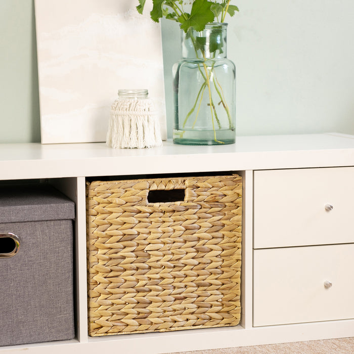 Aufbewahrungskorb für Hängeregister Korb geflochten aus Wasserhyazinthe passend für Kallax Regal