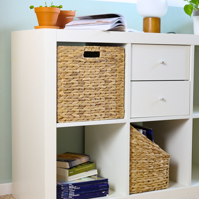 Aufbewahrungskorb für Hängeregister Korb geflochten aus Wasserhyazinthe passend für Kallax Regal